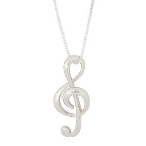 Treble Clef Silver Music Note Pendant Necklace